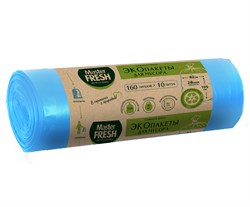 Master FRESH ЭКОпакеты д/мусора 70% RECYCLING 160л/10шт (голубые) 28мкм С0006856