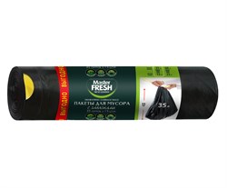 Master FRESH пакеты д/мусора суперпрочные с завязками 35л, 10шт (ЧЕРНЫЕ) 24мкм усиленное дно С0007141
