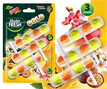 Master FRESH GOLD подвесной блок для унитаза DUO EFFECT 5в1 ТРОПИК, 3шт С0007436