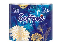 Soffione Туалетная бумага, 2 слоя 12 рулонов - БЕЛАЯ ББ02230