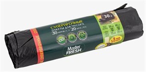 Master FRESH пакеты д/мусора суперпрочные 30л, 20 штук (ЧЕРНЫЕ) 20мкм усиленное дно С0007139