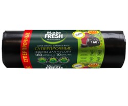 Master FRESH пакеты д/мусора XXXL суперпрочные 160л, 10шт (ЧЕРНЫЕ) 28мкм усиленное дно С0007143