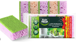 Master FRESH Губки для мытья посуды BUBBLE-поролон Цветные, 5 штук (М) С0008507