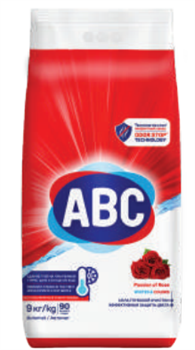 Порошок для стирки белья АВС Роза 9000 GR x 1 ББ01077